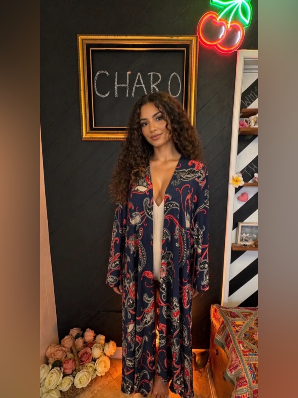 Jennafer Grace Limited Edition Handmade Navy Floral Paisley Duster Kimono